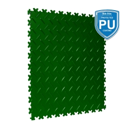 TekTile Chequer Plate Green with Dovetail Interlock - PU Coated - 4mm