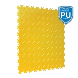 TekTile Chequer Plate Yellow with Dovetail Interlock - PU Coated - 4mm
